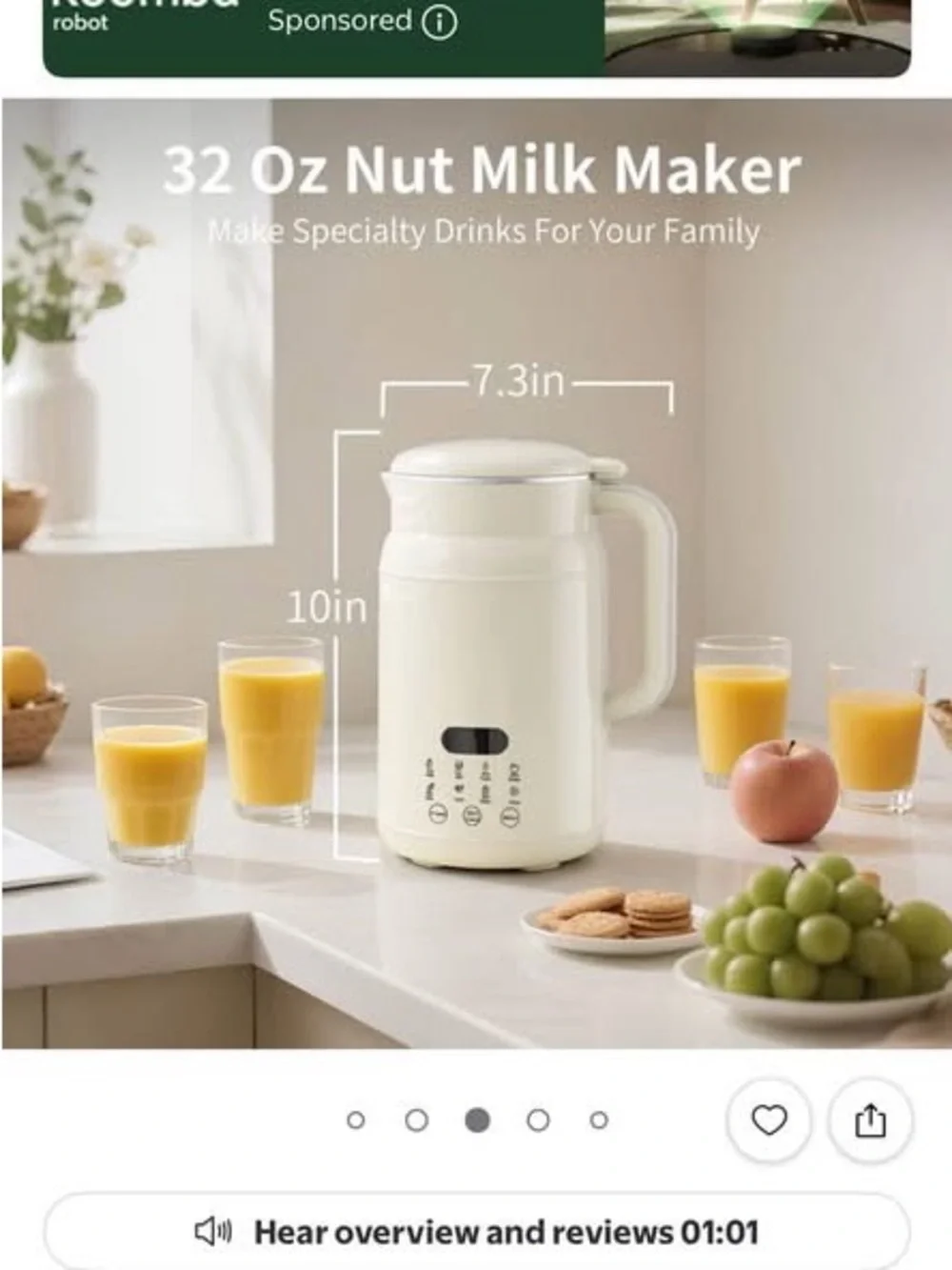 Cream Electric Soy & Nut Milk Maker with Digital Display